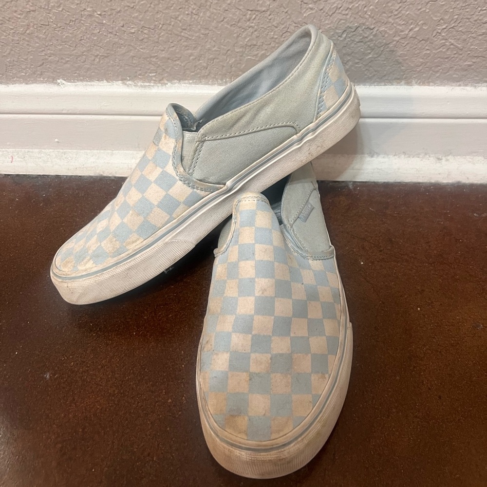 Vans Blue and White Checkered Sneakers